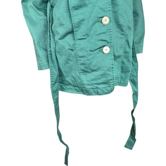 DG2 Diane Gilman Green Trench Jacket XS NWT Belted Cotton Blend 30th Anniversary - Picture 3 of 13